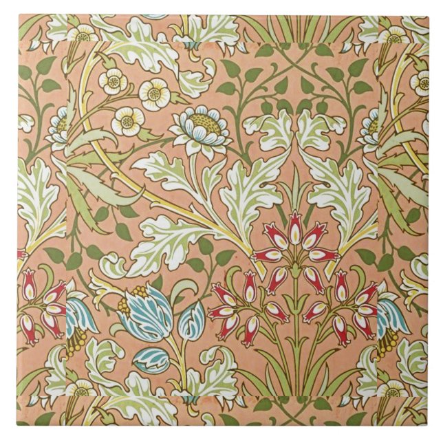 Carreau Fleurs de motif floral William Morris Rose Bleu    (Devant)