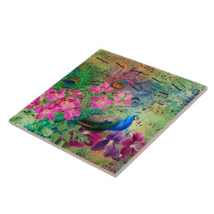 Carreau Fleurs de paon et musique