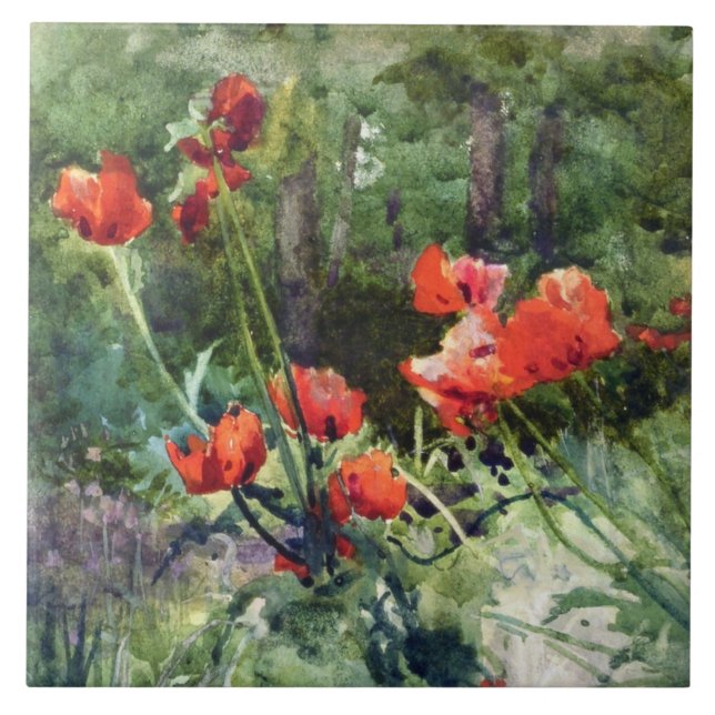 Carreau Fleurs de pavot rouge (par Mildred Anne Butler) (Devant)
