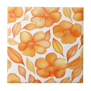 Carreau Fleurs de printemps aquarelle orange