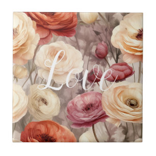 Carreau Fleurs de printemps de crème bourguignonne Amour