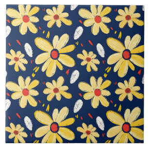 Carreau Fleurs de rayonne et papillon