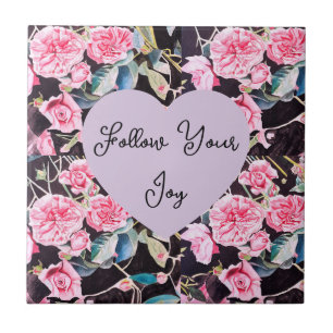 Carreau Fleurs de rose en aquarelle rose fleurs filles joi