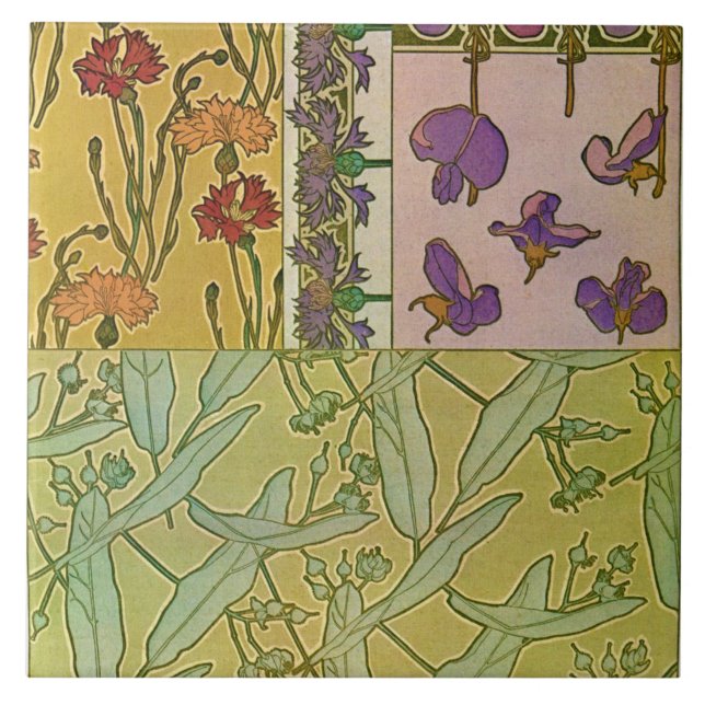 Carreau Fleurs de style Art Nouveau, Mucha (Devant)