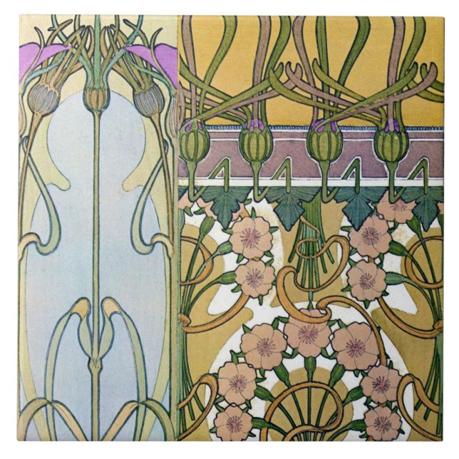 Carreau Fleurs de style Art Nouveau, Mucha (Devant)