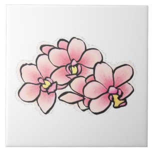 Carreau Fleurs d'orchidées roses Aquarelle Design