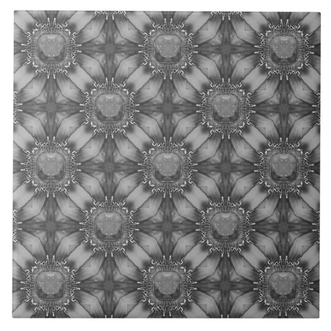 Carreau Fleurs en métal gris argenté avec Motif Gems (Devant)