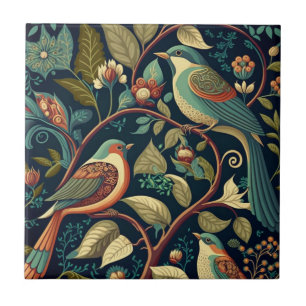 Carreau Fleurs et oiseaux décoratifs