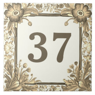 Carreau Fleurs florales beiges Panneau personnalisé Numéro