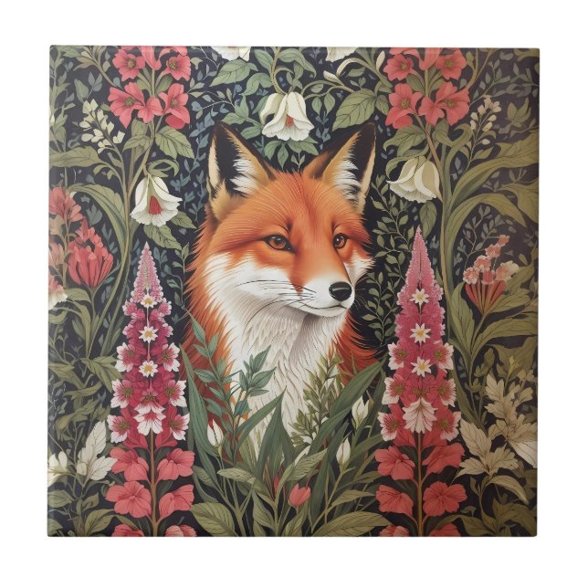 Carreau Fleurs Fox et Foxglove William Morris Inspiré (Devant)