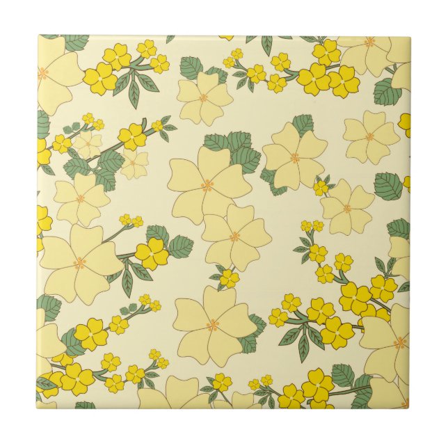 Carreau Fleurs Jaunes, Motif Floral, Motif De Fleurs (Devant)