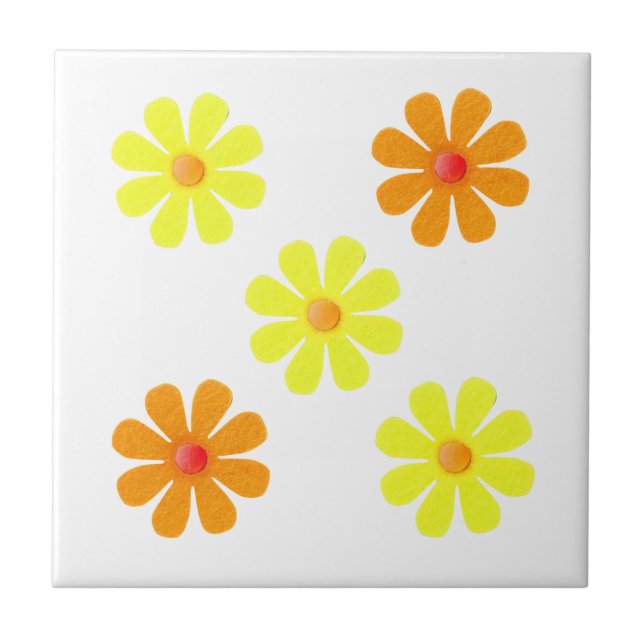 Carreau Fleurs jaunes printanières et oranges pour la cuis (Devant)