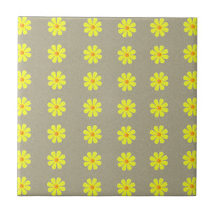 Carreau Fleurs jaunes printanières sur arrière - plan gris