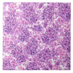 Carreau Fleurs lilas rose aquarelle