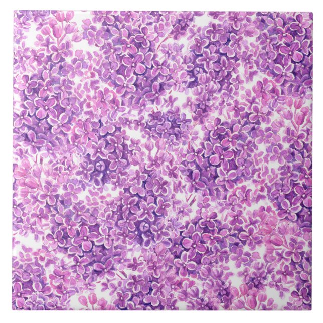Carreau Fleurs lilas rose aquarelle (Devant)