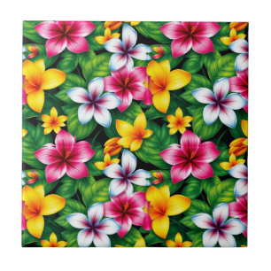 Carreau Fleurs multicolores et Motif Feuille-57577