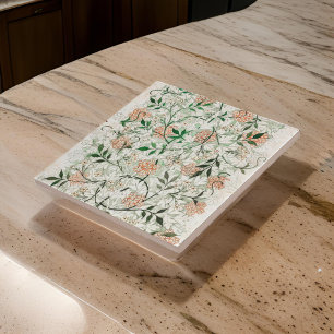 Carreau Fleurs roses Art nouveau Feuilles verts