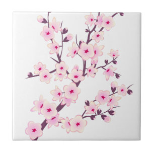 Carreau Fleurs roses de cerisier Fleurs roses et blanches