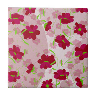 Carreau Fleurs roses et rouges - Floral