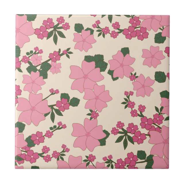 Carreau Fleurs Roses, Motif Floral, Motif De Fleurs (Devant)