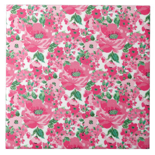 Carreau Fleurs roses peintes à la main mignonne Design bl
