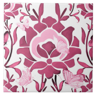 Carreau Fleurs roses, tuiles turques, iznik,