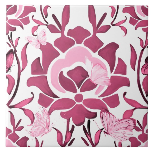 Carreau Fleurs roses, tuiles turques, iznik, (Devant)