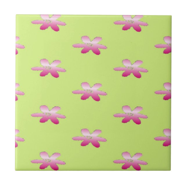 Carreau Fleurs rouges en vert (Devant)