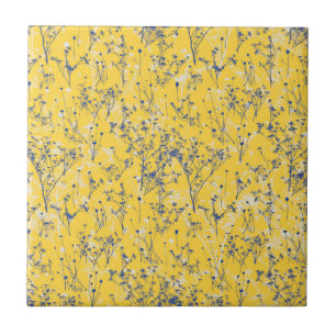 Carreau Fleurs sauvages bleus Abstraits modernes sur mouta