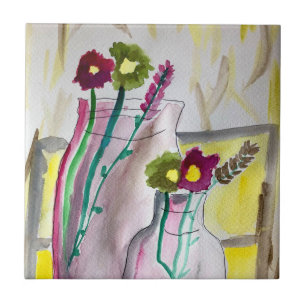 Carreau Fleurs sauvages dans le vase art abstrait