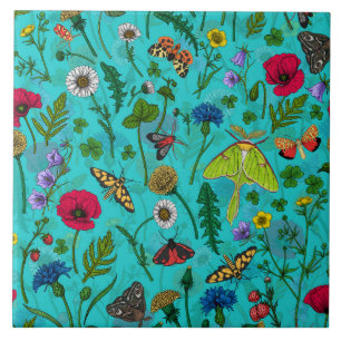 Carreau Fleurs sauvages et papillons