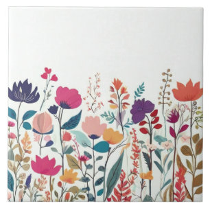 Carreau Fleurs sauvages modernes - Fleurs florales colorée