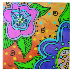 Carreau Fleurs sauvages Peinture numérique Abstraite