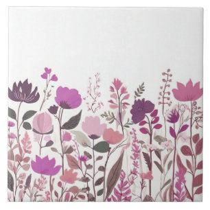 Carreau Fleurs sauvages rose pourpre - Fleurs florales mag