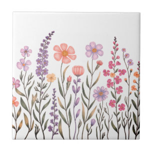 Carreau Fleurs sauvages simples élégantes mignonnes et fém