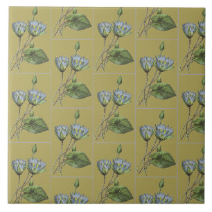 Carreau Fleurs vintages Vert Bleu Jaune Eau Lily