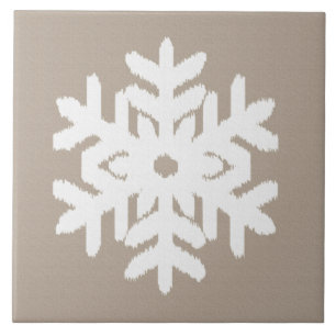 Carreau Flocon de neige Ikat - Taupe tan et blanc