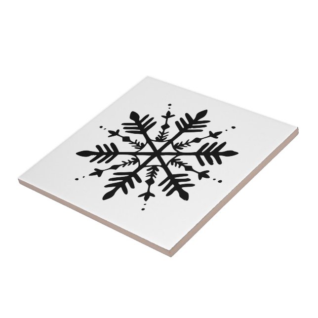 Carreau Flocon de neige minimaliste noir et blanc (Côté)