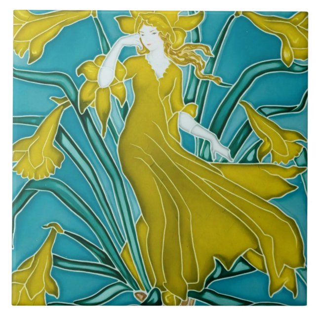 Carreau Flora Art Nouveau de Walter Crane (Devant)
