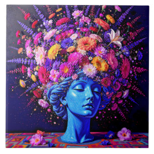 Carreau "Floraison de l'Éternité" – Un Portrait Surréalist