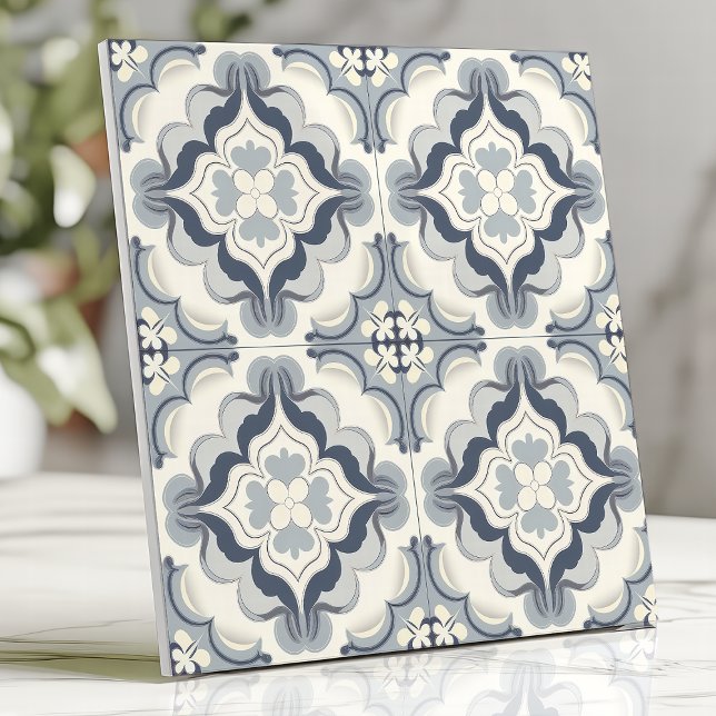 Carreau Floral bleu et blanc doux marocain (Créateur téléchargé)