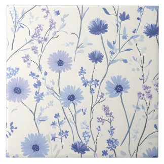 Carreau Floral de Cornflower Bleu