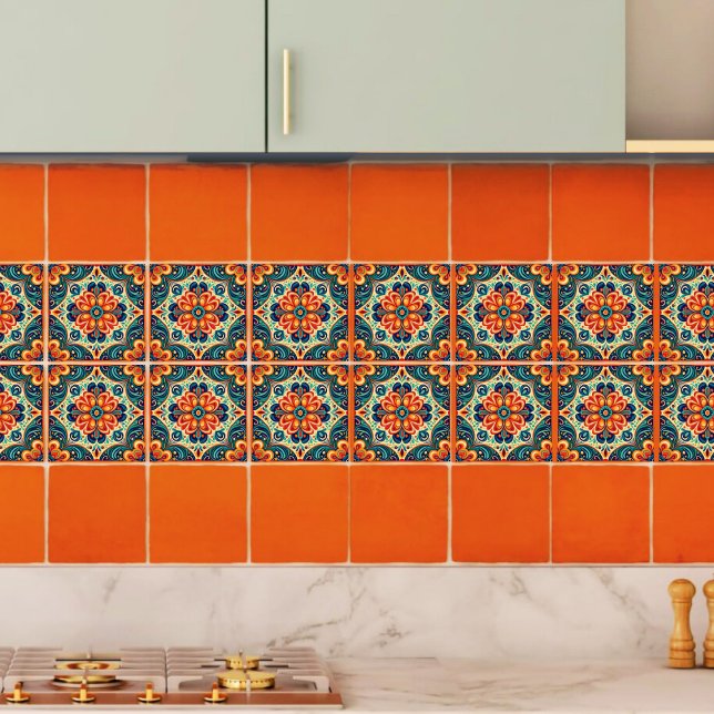 Carreau Floral de fusion moderne mexicain espagnol (Créateur téléchargé)