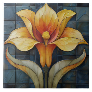 Carreau Floral Jaune Lily Art Déco