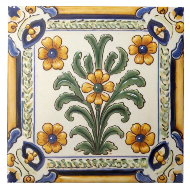 Carreau Floral méditerranéen Jaune (Devant)