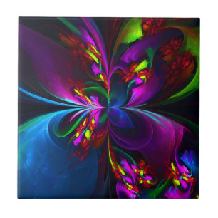 Carreau Floral moderne Art Abstrait Rouge Bleu Motif #15