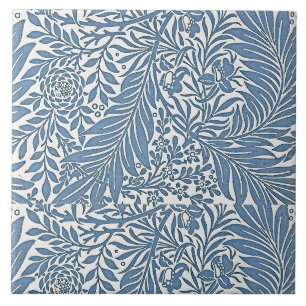 Carreau Floral Motif du 19ème siècle Bleu sur fond blanc