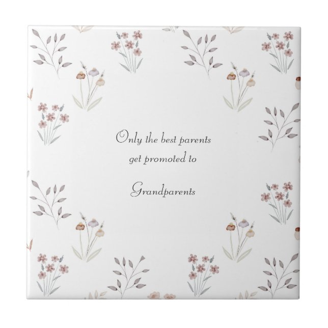 Carreau Floral Pregnancy Announcement Grandparents Te Be (Devant)