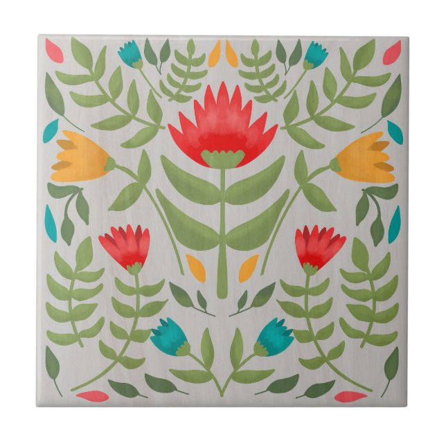 Carreau Floral vintage peint (Devant)