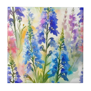Carreau Flore impressionniste de Delphinium